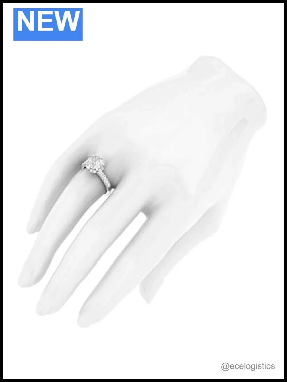 Sterling Silver Halo 2CT Simulated Diamond Engagement Ring